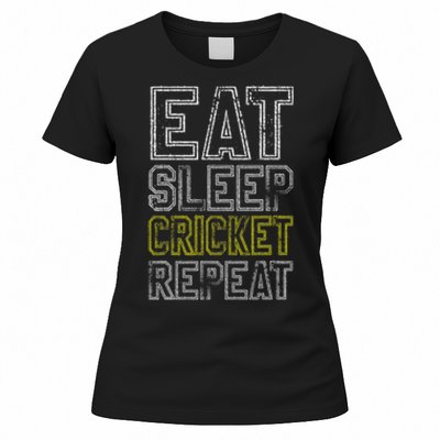 Eat Sleep Cricket Repeat Funny Cricket Sports Fans Women's T-Shirt