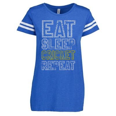 Eat Sleep Cricket Repeat Funny Cricket Sports Fans Enza Ladies Jersey Football T-Shirt