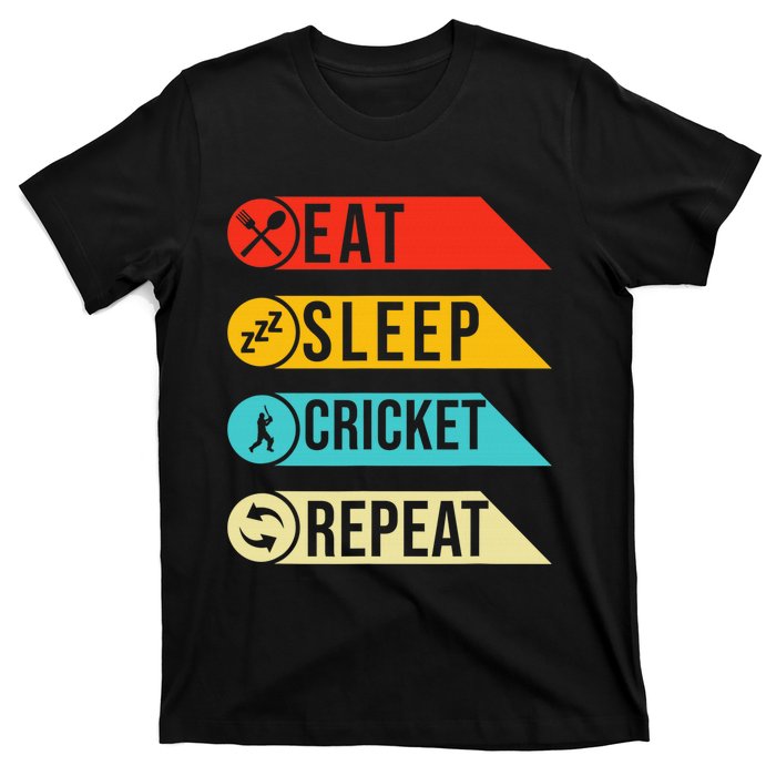 Eat Sleep Cricket Repeat Cricketers Bowlers Sports Vintage T-Shirt