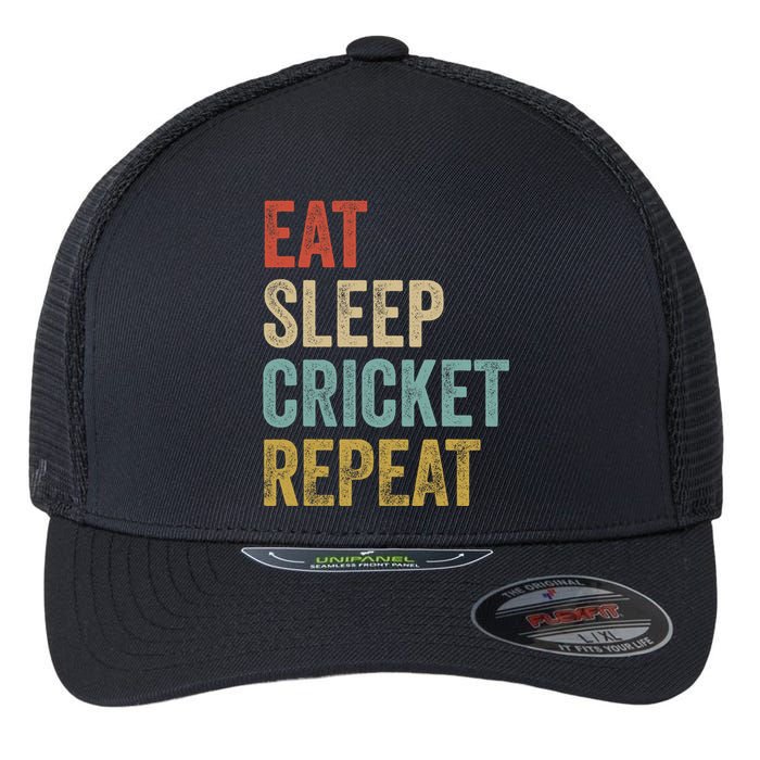 Eat Sleep Cricket Repeat Cricketers Bowlers Sports Vintage Flexfit Unipanel Trucker Cap