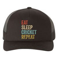 Eat Sleep Cricket Repeat Cricketers Bowlers Sports Vintage Yupoong Adult 5-Panel Trucker Hat