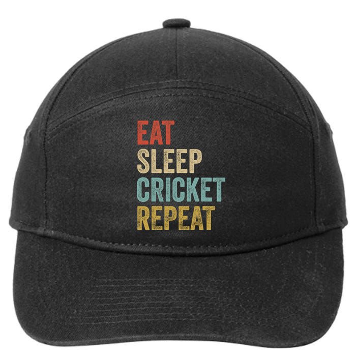 Eat Sleep Cricket Repeat Cricketers Bowlers Sports Vintage 7-Panel Snapback Hat