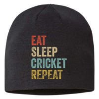 Eat Sleep Cricket Repeat Cricketers Bowlers Sports Vintage Sustainable Beanie