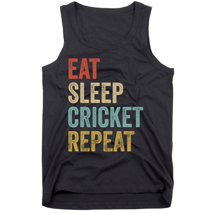 Eat Sleep Cricket Repeat Cricketers Bowlers Sports Vintage Tank Top