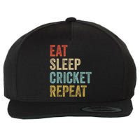 Eat Sleep Cricket Repeat Cricketers Bowlers Sports Vintage Wool Snapback Cap