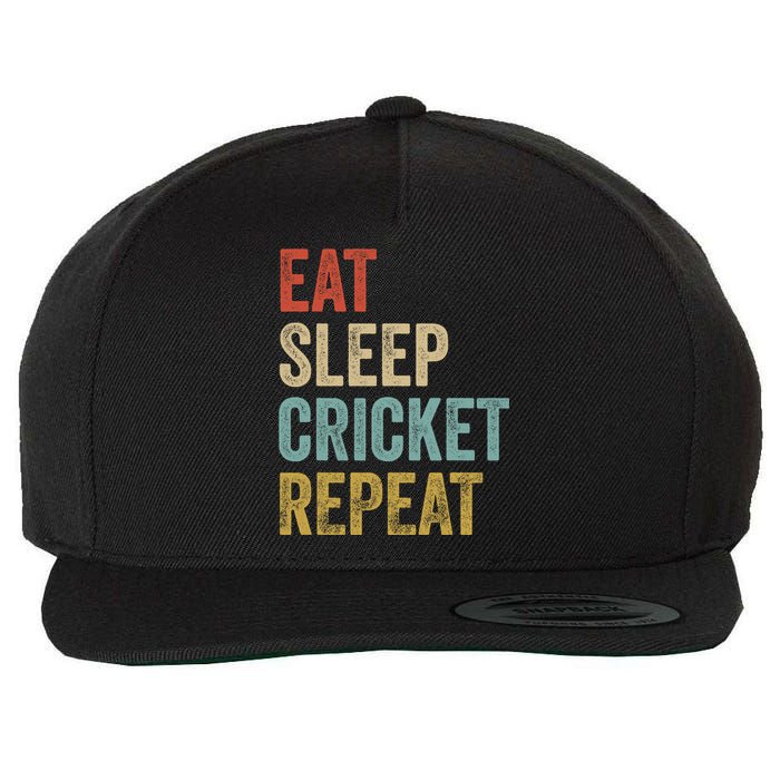 Eat Sleep Cricket Repeat Cricketers Bowlers Sports Vintage Wool Snapback Cap