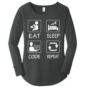 Eat Sleep Code Repeat Women's Perfect Tri Tunic Long Sleeve Shirt