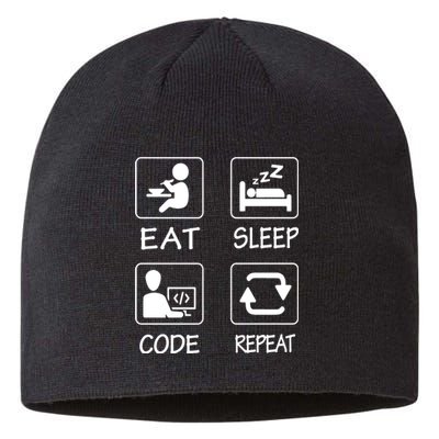 Eat Sleep Code Repeat Sustainable Beanie