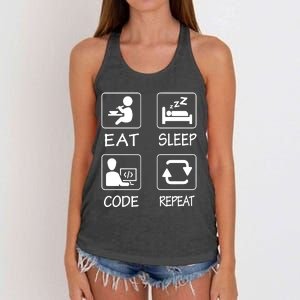 Eat Sleep Code Repeat Women's Knotted Racerback Tank