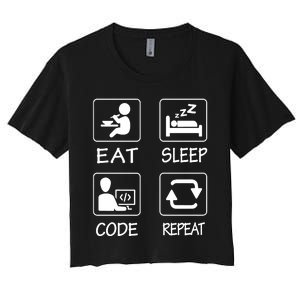 Eat Sleep Code Repeat Women's Crop Top Tee