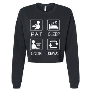 Eat Sleep Code Repeat Cropped Pullover Crew