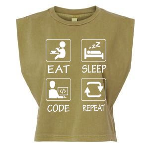 Eat Sleep Code Repeat Garment-Dyed Women's Muscle Tee