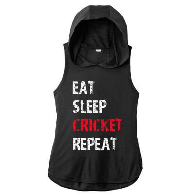 Eat Sleep Cricket Repeat Funny Cricket Sports Fans Ladies PosiCharge Tri-Blend Wicking Draft Hoodie Tank