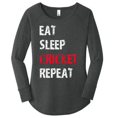 Eat Sleep Cricket Repeat Funny Cricket Sports Fans Women's Perfect Tri Tunic Long Sleeve Shirt