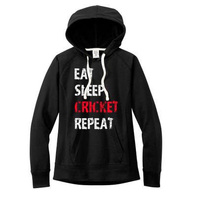 Eat Sleep Cricket Repeat Funny Cricket Sports Fans Women's Fleece Hoodie