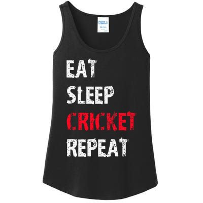 Eat Sleep Cricket Repeat Funny Cricket Sports Fans Ladies Essential Tank