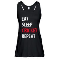 Eat Sleep Cricket Repeat Funny Cricket Sports Fans Ladies Essential Flowy Tank