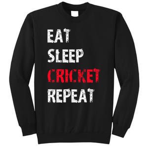 Eat Sleep Cricket Repeat Funny Cricket Sports Fans Tall Sweatshirt