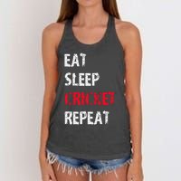 Eat Sleep Cricket Repeat Funny Cricket Sports Fans Women's Knotted Racerback Tank