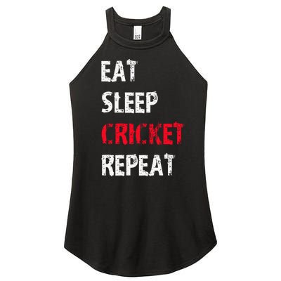 Eat Sleep Cricket Repeat Funny Cricket Sports Fans Women's Perfect Tri Rocker Tank