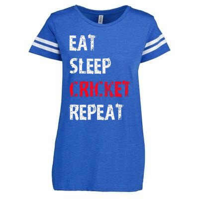 Eat Sleep Cricket Repeat Funny Cricket Sports Fans Enza Ladies Jersey Football T-Shirt