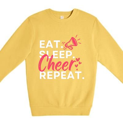 Eat Sleep Cheer Repeat Funny Cheerleading Premium Crewneck Sweatshirt