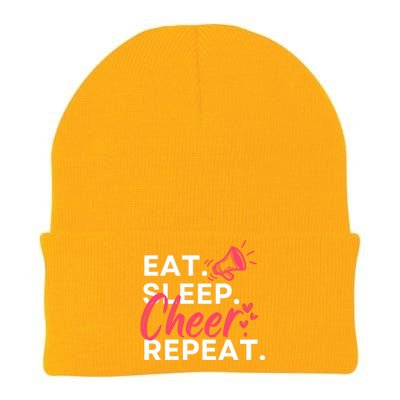 Eat Sleep Cheer Repeat Funny Cheerleading Knit Cap Winter Beanie