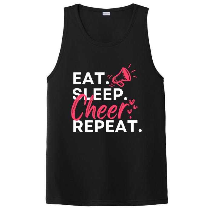 Eat Sleep Cheer Repeat Funny Cheerleading PosiCharge Competitor Tank