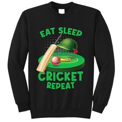 Eat Sleep Cricket Repeat Player Lover Fan Funny Sweatshirt