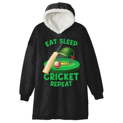 Eat Sleep Cricket Repeat Player Lover Fan Funny Hooded Wearable Blanket