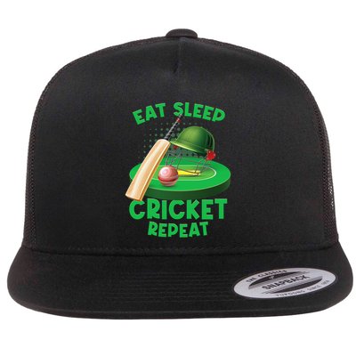 Eat Sleep Cricket Repeat Player Lover Fan Funny Flatbill Hat