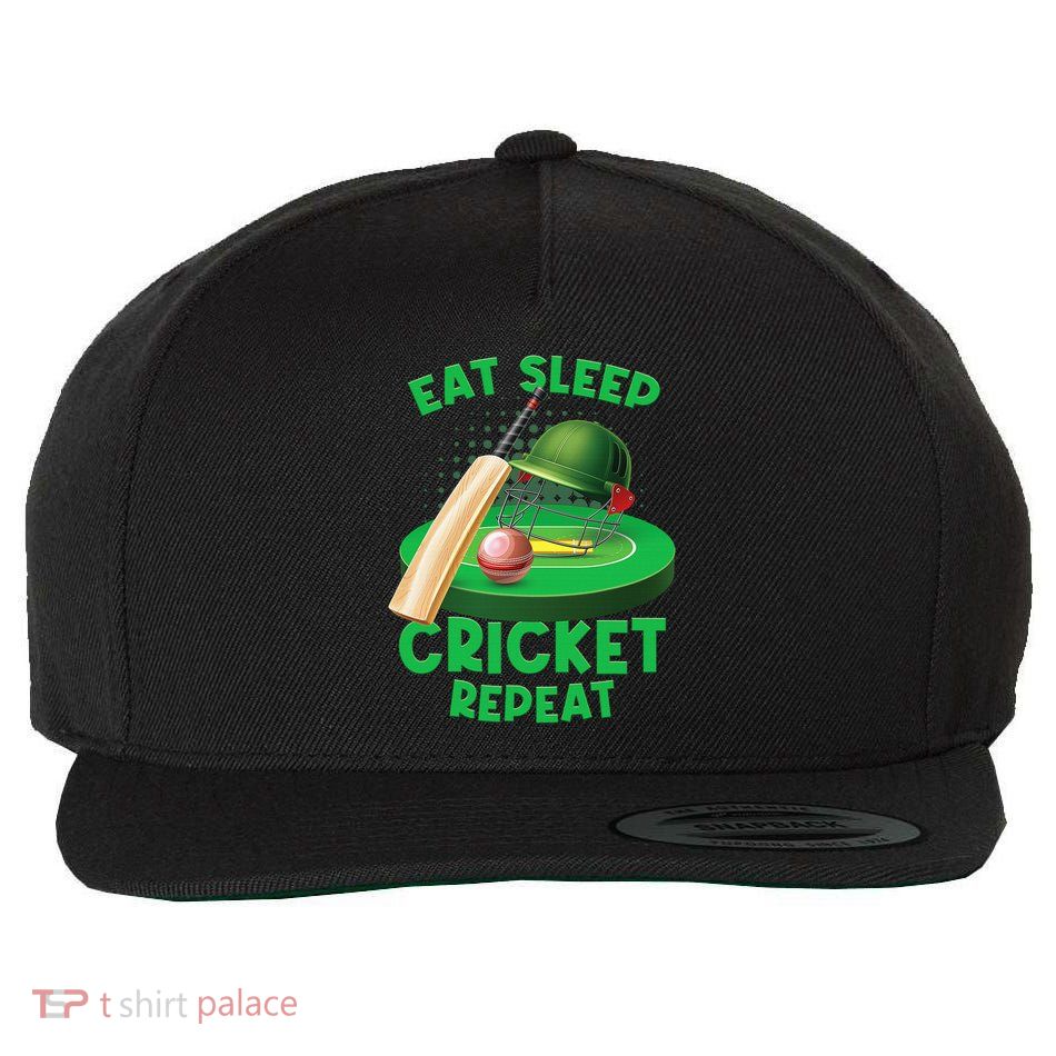 Eat Sleep Cricket Repeat Player Lover Fan Funny Wool Snapback Cap