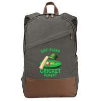 Eat Sleep Cricket Repeat Player Lover Fan Funny Cotton Canvas Backpack