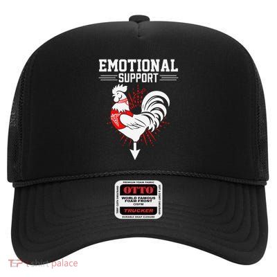 Emotional Support Cock Dirty Humor Chicken Funny Gift High Crown Mesh Back Trucker Hat