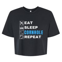 Eat Sleep Cornhole Repeat, Funny Corn Hole Team Lawn Game Bella+Canvas Jersey Crop Tee