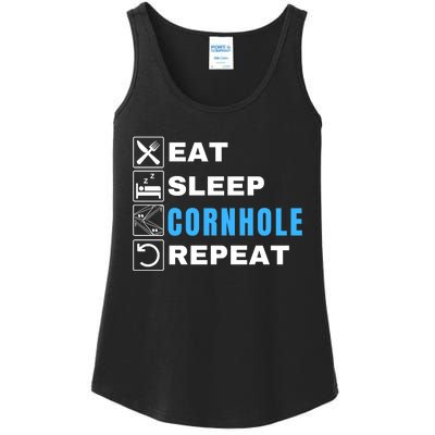 Eat Sleep Cornhole Repeat, Funny Corn Hole Team Lawn Game Ladies Essential Tank