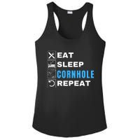 Eat Sleep Cornhole Repeat, Funny Corn Hole Team Lawn Game Ladies PosiCharge Competitor Racerback Tank