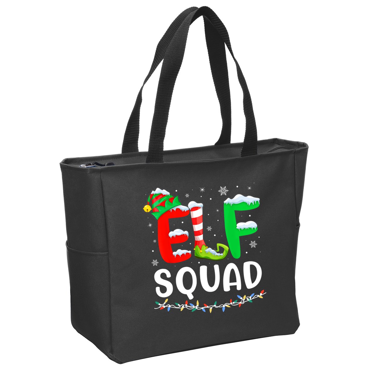 Elf Squad Christmas Festive Holiday Zip Tote Bag