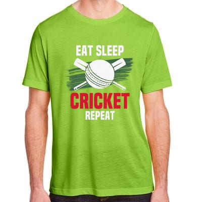 Eat Sleep Cricket Repeat Field Sports Cricketer Player Adult ChromaSoft Performance T-Shirt