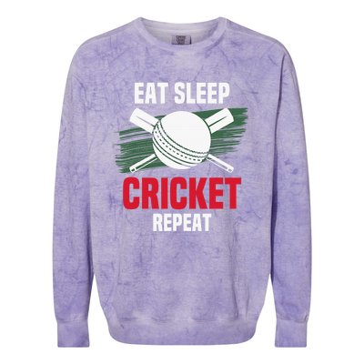 Eat Sleep Cricket Repeat Field Sports Cricketer Player Colorblast Crewneck Sweatshirt