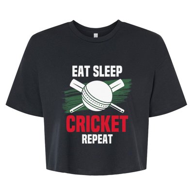 Eat Sleep Cricket Repeat Field Sports Cricketer Player Bella+Canvas Jersey Crop Tee