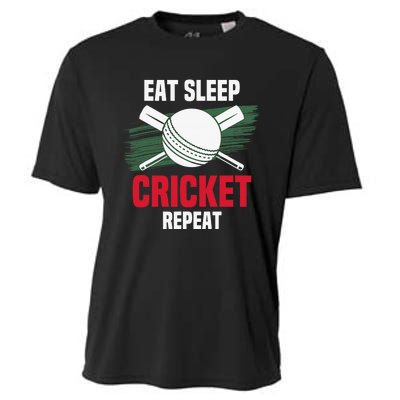 Eat Sleep Cricket Repeat Field Sports Cricketer Player Cooling Performance Crew T-Shirt