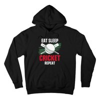 Eat Sleep Cricket Repeat Field Sports Cricketer Player Hoodie