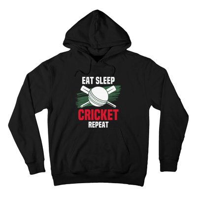 Eat Sleep Cricket Repeat Field Sports Cricketer Player Hoodie