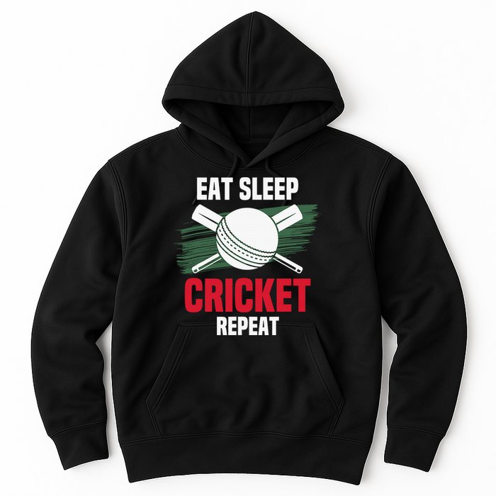 Eat Sleep Cricket Repeat Field Sports Cricketer Player Hoodie