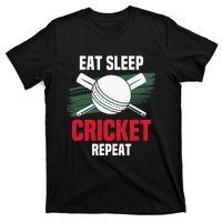 Eat Sleep Cricket Repeat Field Sports Cricketer Player T-Shirt