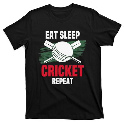 Eat Sleep Cricket Repeat Field Sports Cricketer Player T-Shirt