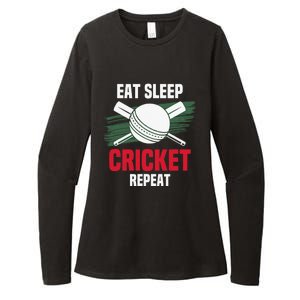 Eat Sleep Cricket Repeat Field Sports Cricketer Player Womens CVC Long Sleeve Shirt