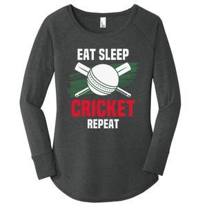 Eat Sleep Cricket Repeat Field Sports Cricketer Player Women's Perfect Tri Tunic Long Sleeve Shirt