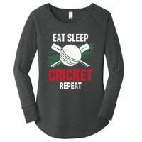 Eat Sleep Cricket Repeat Field Sports Cricketer Player Women's Perfect Tri Tunic Long Sleeve Shirt